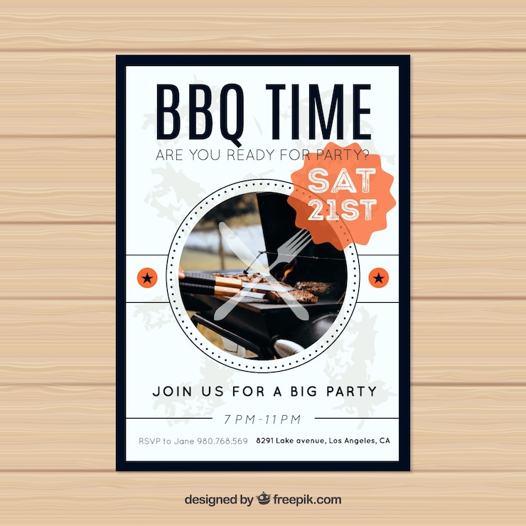 Vector gratuito plantilla de invitación moderna de barbacoa