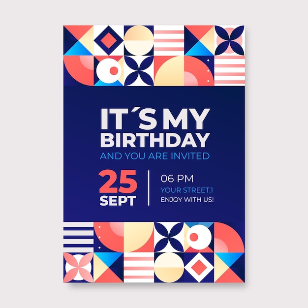 Plantilla de invitación de mosaico degradado