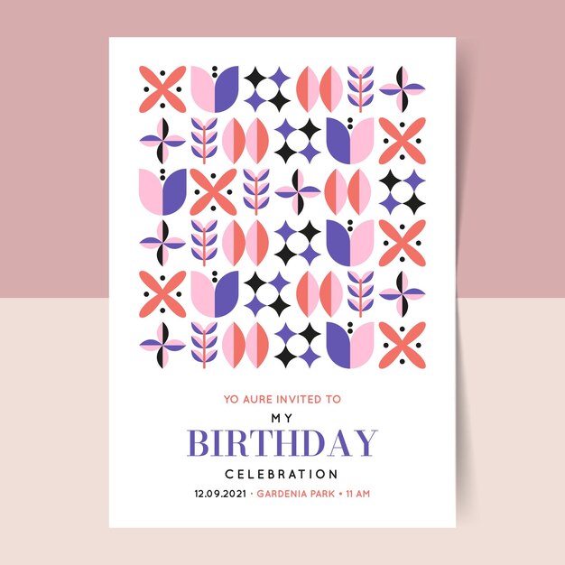 Plantilla de invitación de mosaico plano