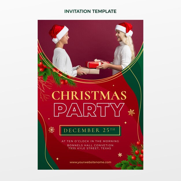 Plantilla de invitación de navidad degradada