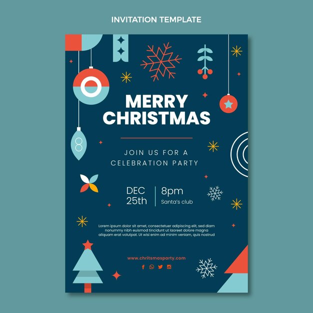 Plantilla de invitación de navidad plana