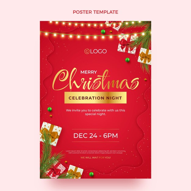 Plantilla de invitación de navidad realista