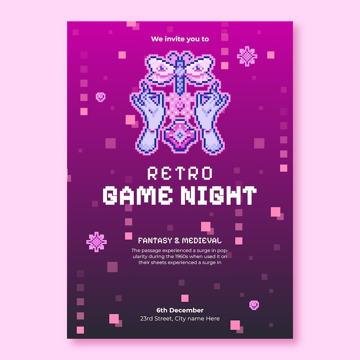Vector gratuito plantilla de invitación para la noche del juego