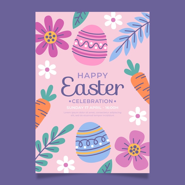 Vector gratuito plantilla de invitación de pascua dibujada a mano