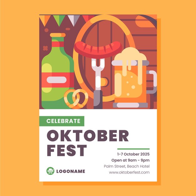 Plantilla de invitación plana para la celebración del oktoberfest