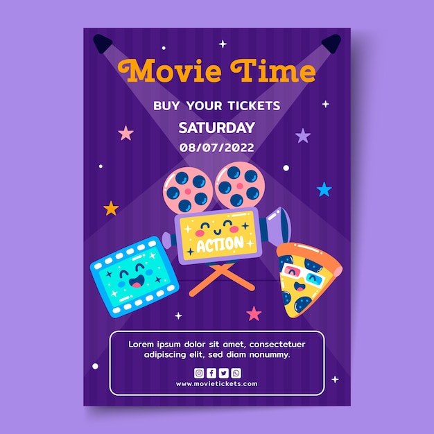 Plantilla de invitación plana para evento de estreno de película