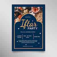 Vector gratuito plantilla de invitación plana iftar