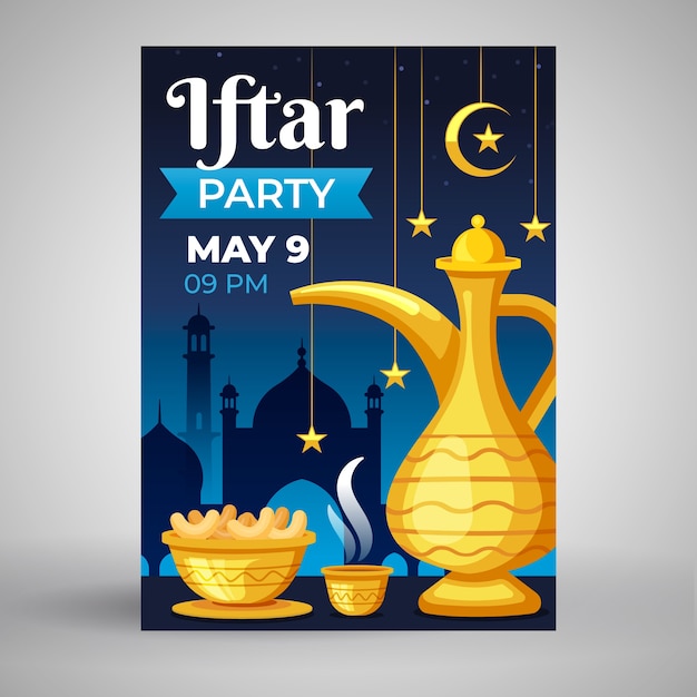 Plantilla de invitación plana iftar