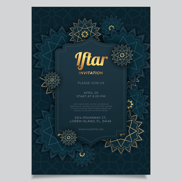 Plantilla de invitación plana iftar