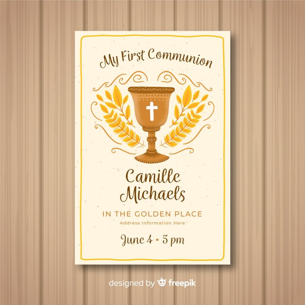 Plantilla de invitación para la primera comunión