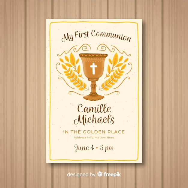 Plantilla de invitación para la primera comunión