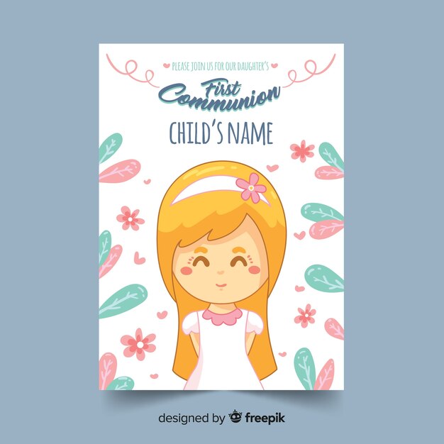 Plantilla de invitación para la primera comunión