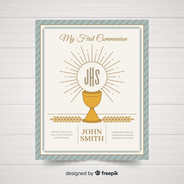 Plantilla de invitación de primera comunión