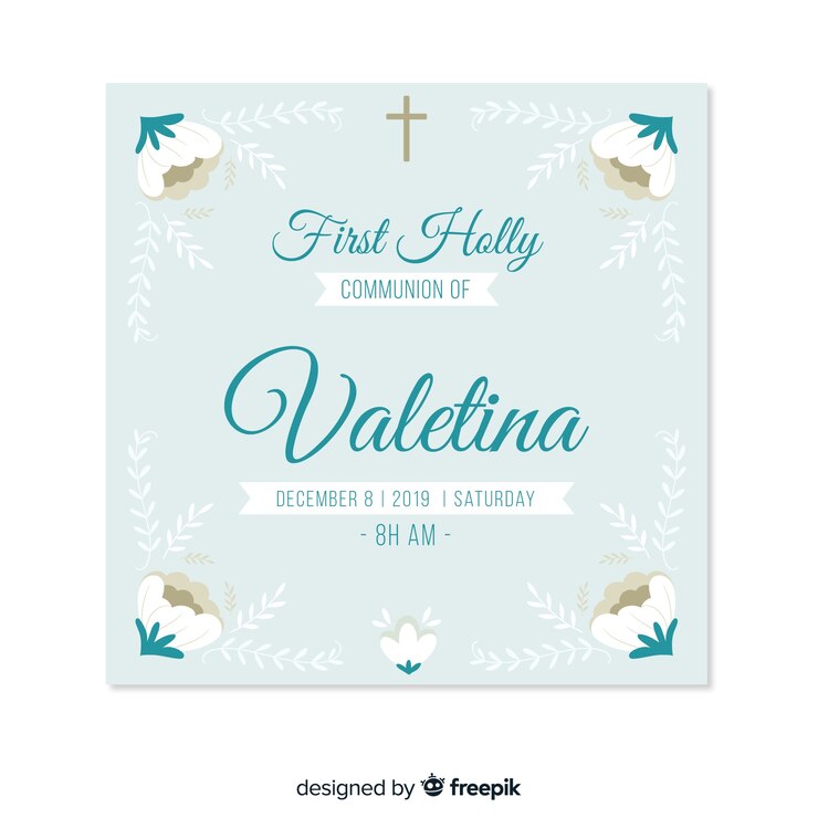Vector gratuito plantilla de invitación de primera comunión