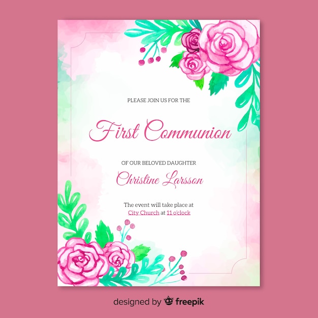 Plantilla de invitación de primera comunión