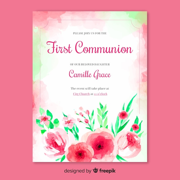 Plantilla de invitación de primera comunión