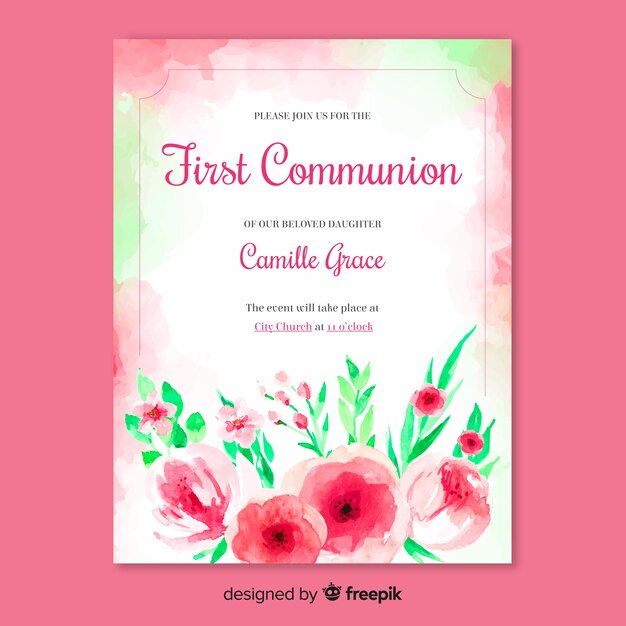 Plantilla de invitación de primera comunión