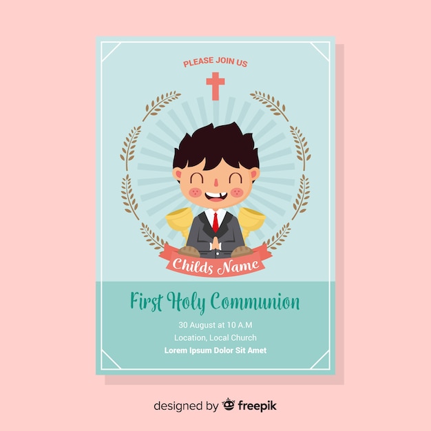 Plantilla de invitación de primera comunión