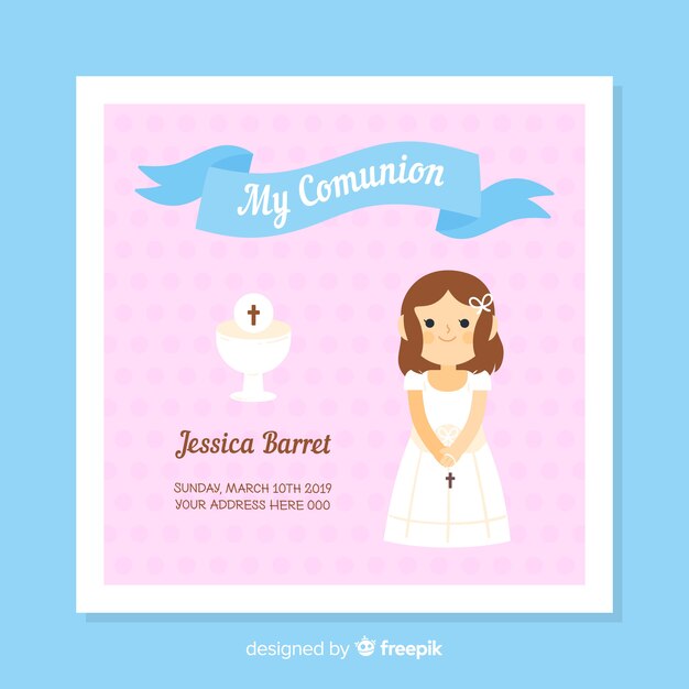 Plantilla de invitación de primera comunión