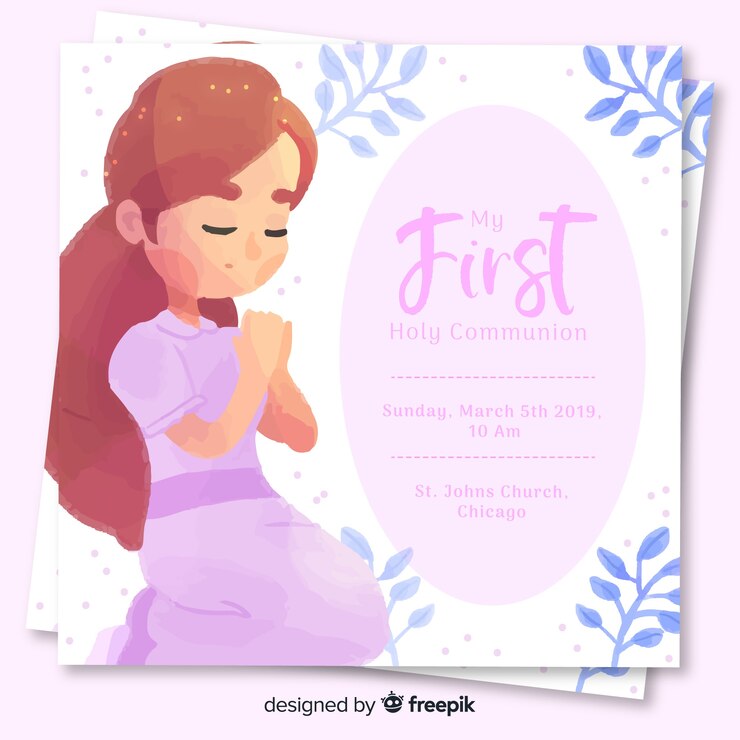 Vector gratuito plantilla de invitación de primera comunión