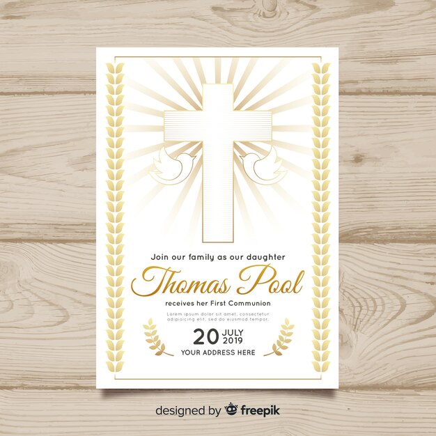 Plantilla de invitación de primera comunión