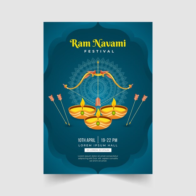 Plantilla de invitación de ram navami degradado