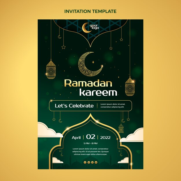 Plantilla de invitación de ramadán degradado