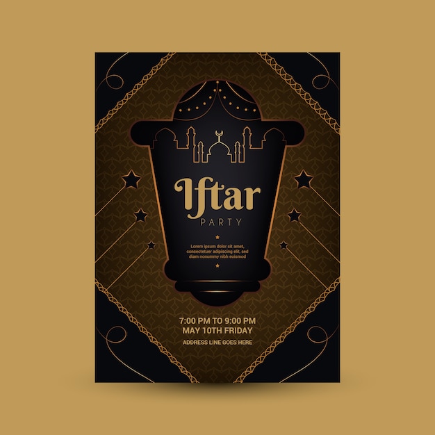 Plantilla de invitación realista de iftar