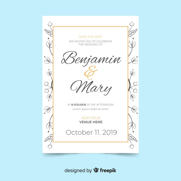 Plantilla de invitación retro blanco