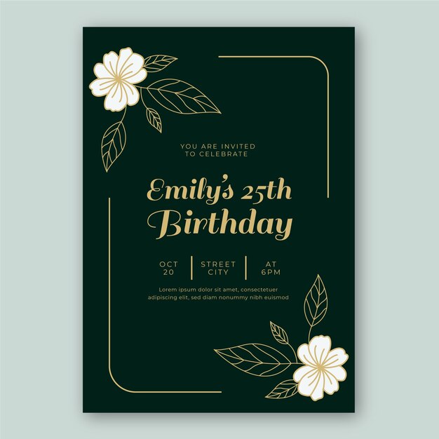 Plantilla de invitación de tarjeta de cumpleaños elegante