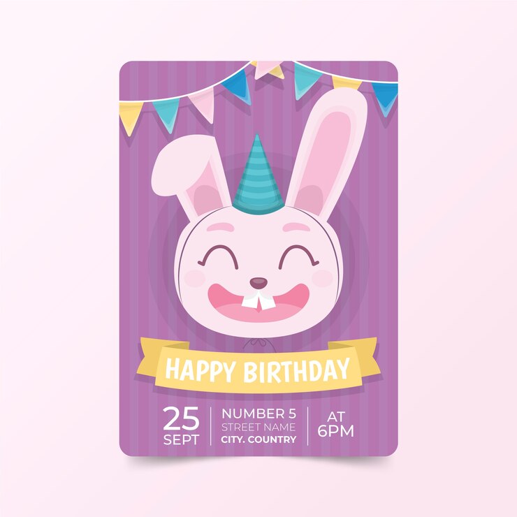 Vector gratuito plantilla de invitación de tarjeta de cumpleaños para niños