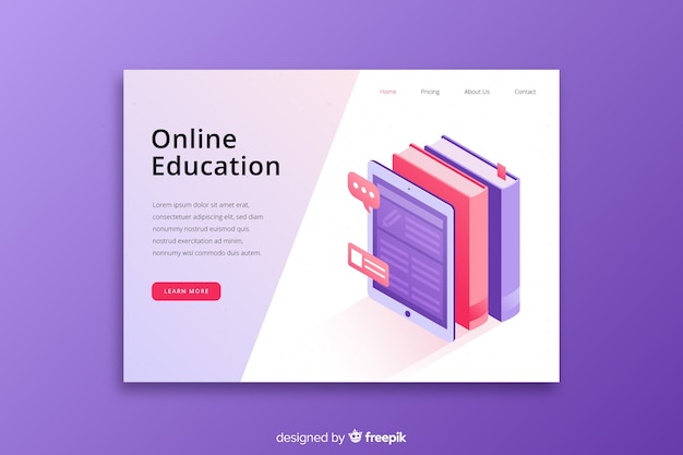 Plantilla isométrica de landing page de la universidad