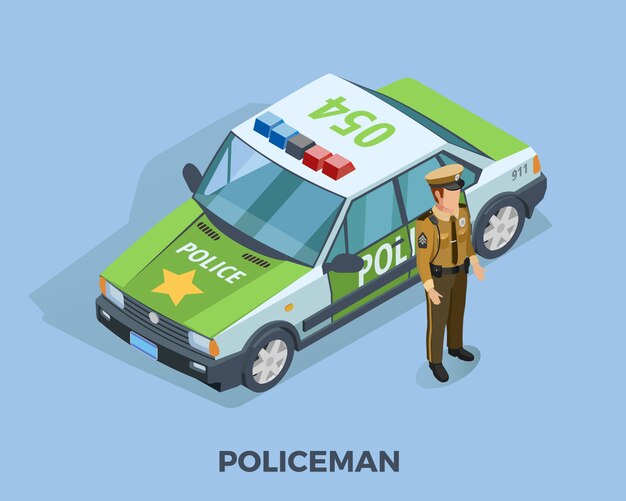 Plantilla isométrica de la profesión policial