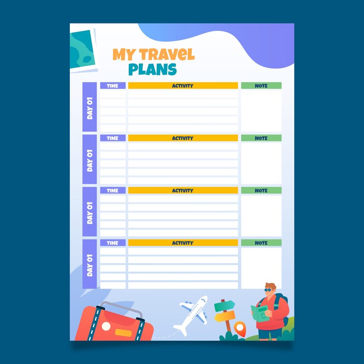 Vector gratuito plantilla de itinerario de viaje degradado con avión