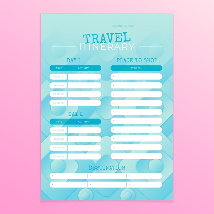 Vector gratuito plantilla de itinerario de viaje degradado