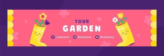 Vector gratuito plantilla de jardinería de diseño plano dibujado a mano