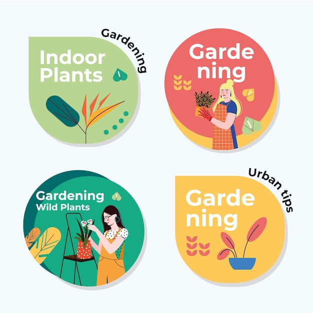 Vector gratuito plantilla de jardinería de diseño plano dibujado a mano