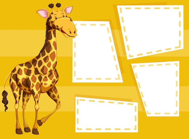 Vector gratuito plantilla de jirafa en nota