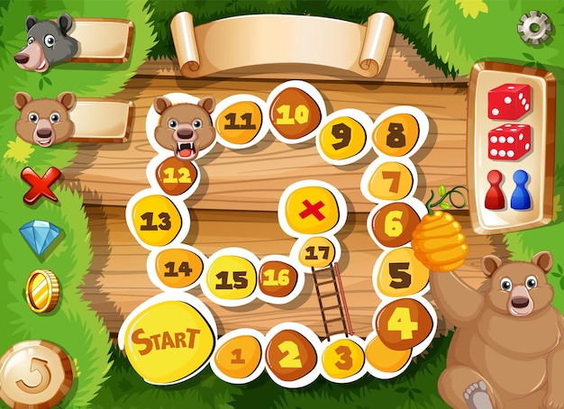 Plantilla de juego con animal en segundo plano.