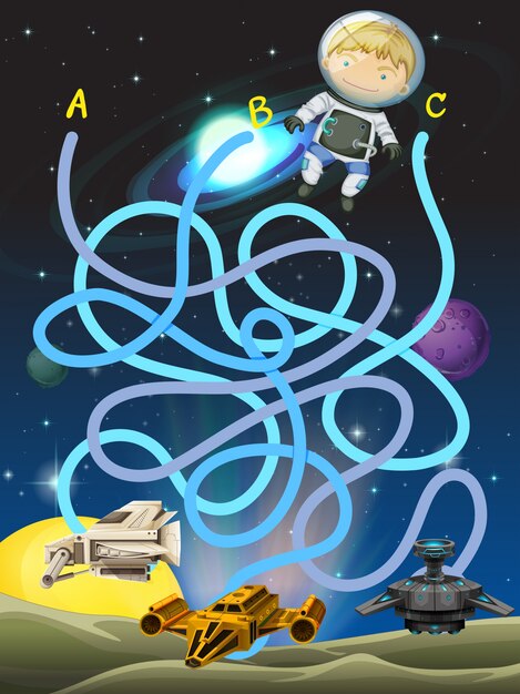 Plantilla de juego con astronauta en el espacio