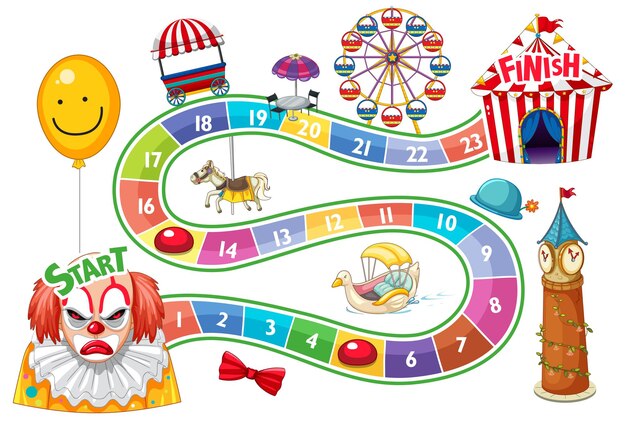 Plantilla de juego de contar números con tema de circo