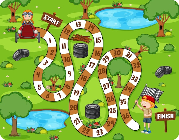Plantilla de juego de conteo de números con fondo de bosque