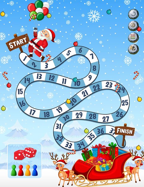 Plantilla de juego de conteo en tema navideño
