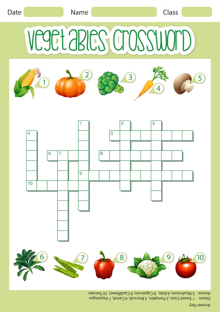Vector gratuito plantilla de juego de crucigrama vegetal