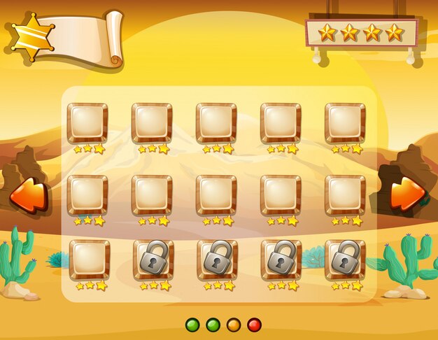 Plantilla de juego con fondo de desierto