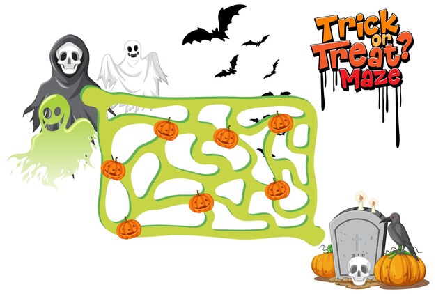 Plantilla de juego de laberinto de terror de Halloween