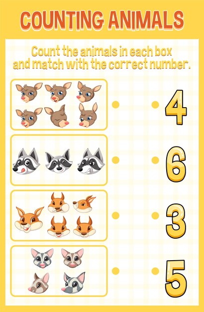 plantilla de juego de mesa de animales divertidos