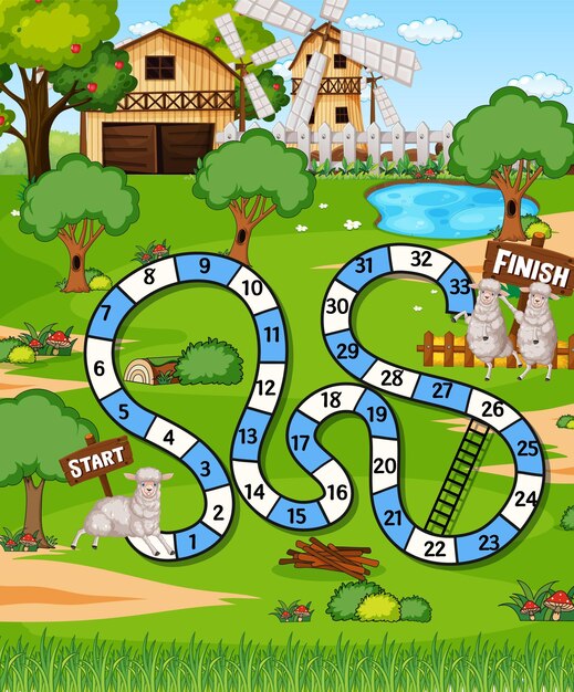 Una plantilla de juego de mesa de granja