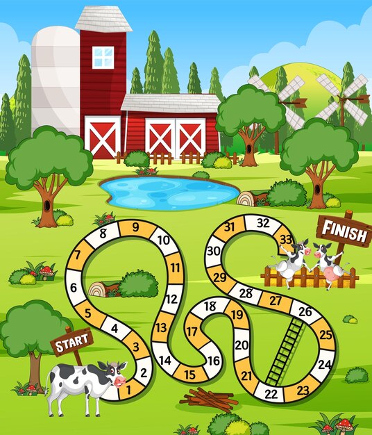 Una plantilla de juego de mesa de granja