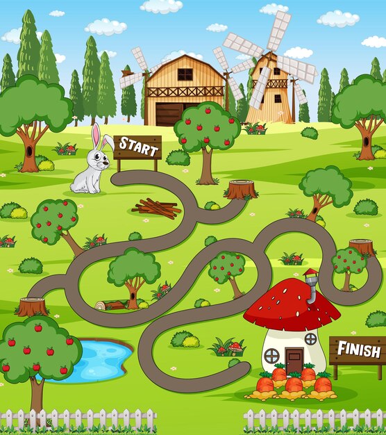 Una plantilla de juego de mesa de granja